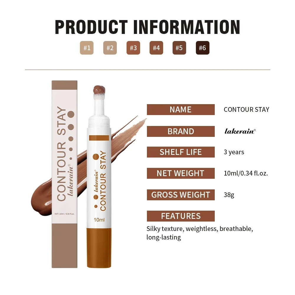 6 Colors Liquid Contour Long Wear Bronzer Cream Contour Makeup Long Lasting Nourishing Hydrating Face Contour 6 Colors