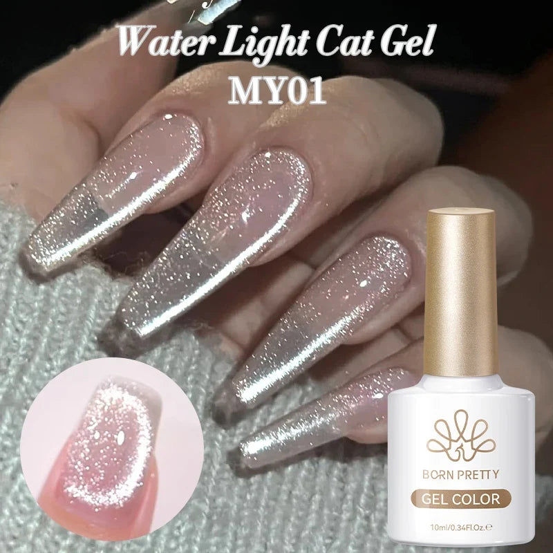BORN PRETTY Gold Pink Cat Magnetic Gel Polish 10ml Water Light Spaking Glitter  Soak Off UV Semi Permanent Varnish Manicure