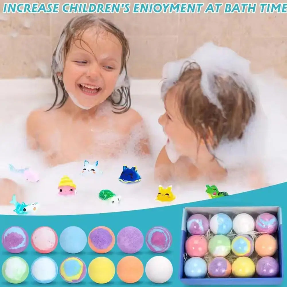 Kids Bath Bombs with Surprise Inside, Fizzy Spa Balls Gift Set with Animal Toys, Educational, Fun Relaxing Holiday Gift for Kids