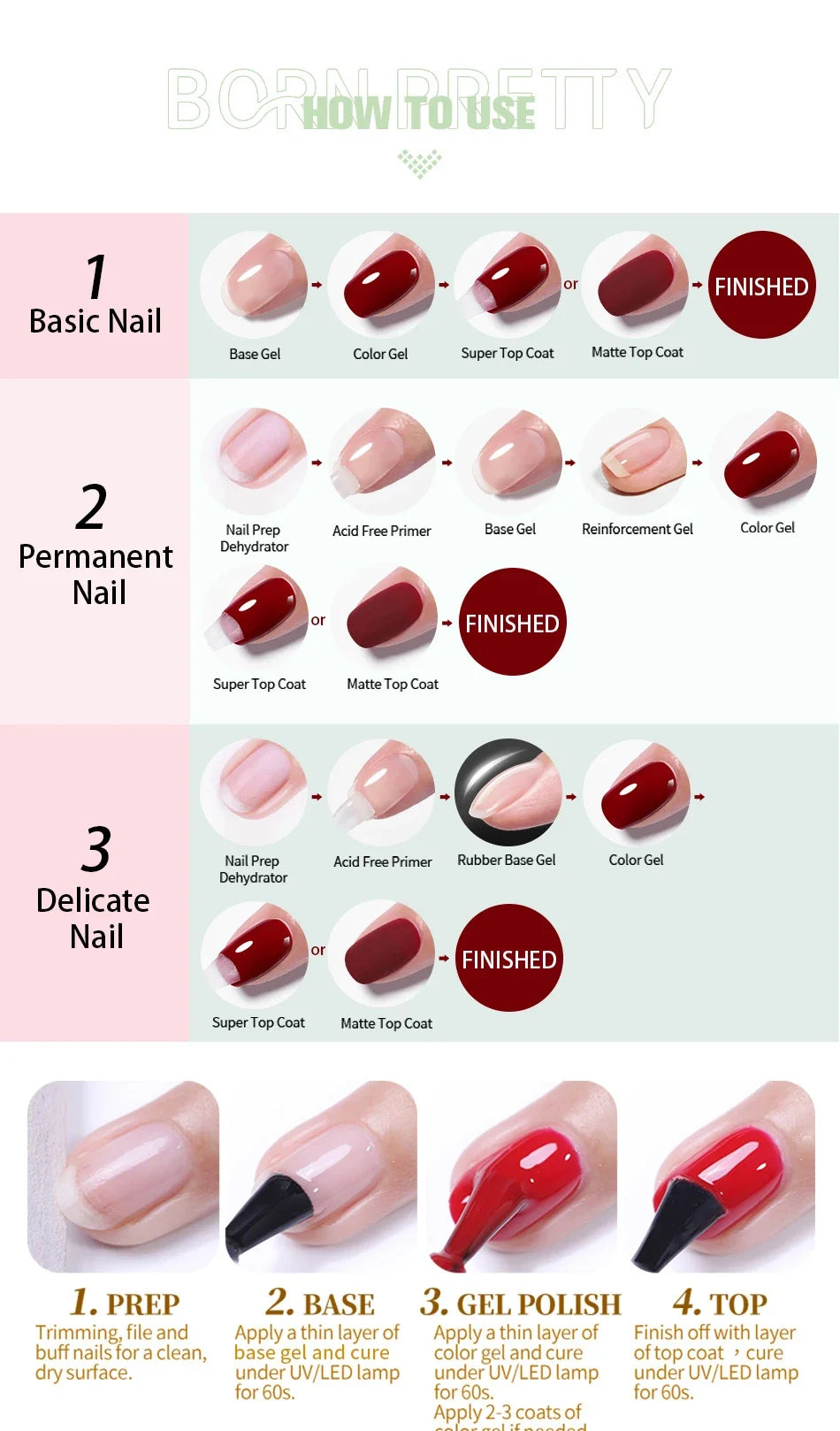 BORN PRETTY 10ml Blood Red Gel Nail Polish Semi Permanent Soak Off UV LED Varnish Design Halloween Festival Nail Supplies 1/6pcs