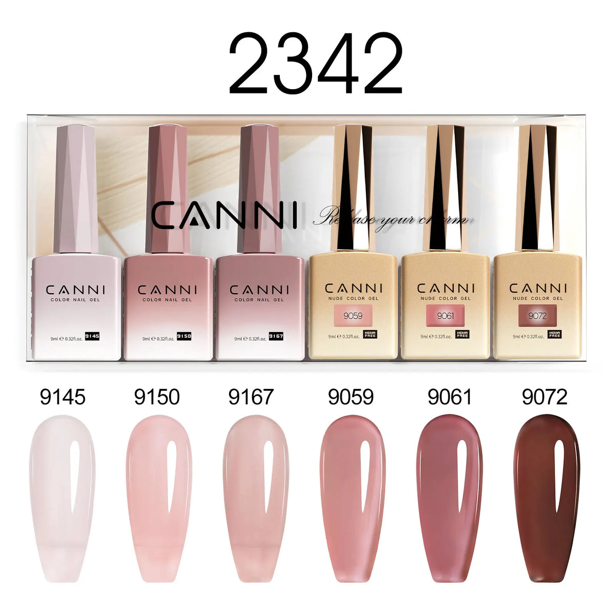 6pcs/kit CANNI Gel Nail Polish TPO FREE Nails Semi Transparent Jelly Pink Collection Soak Off UV LED Gel Diamond Top Coat Set