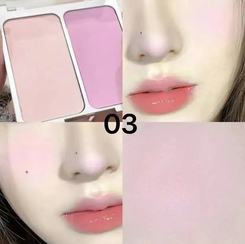 Kakashow Bi-Color Powder Blusher Cheek Blush Low Saturation Light Color Pseudo Plain Color Expansion Color Natural Makeup