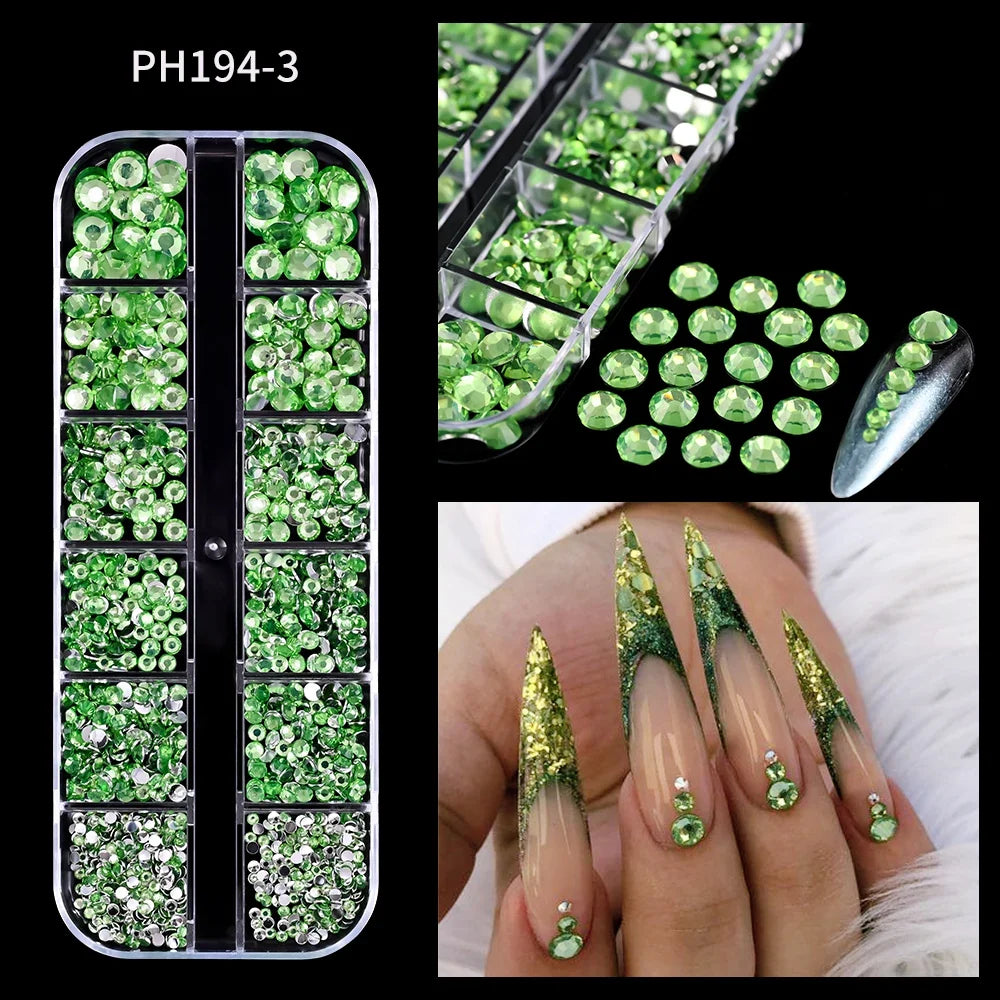 12 Grids Flatback Gold Silver Pearl Beads Nail Charms Round Caviar Ball For Nail Art Decorations 3D Nail Jewelry Rhinestones