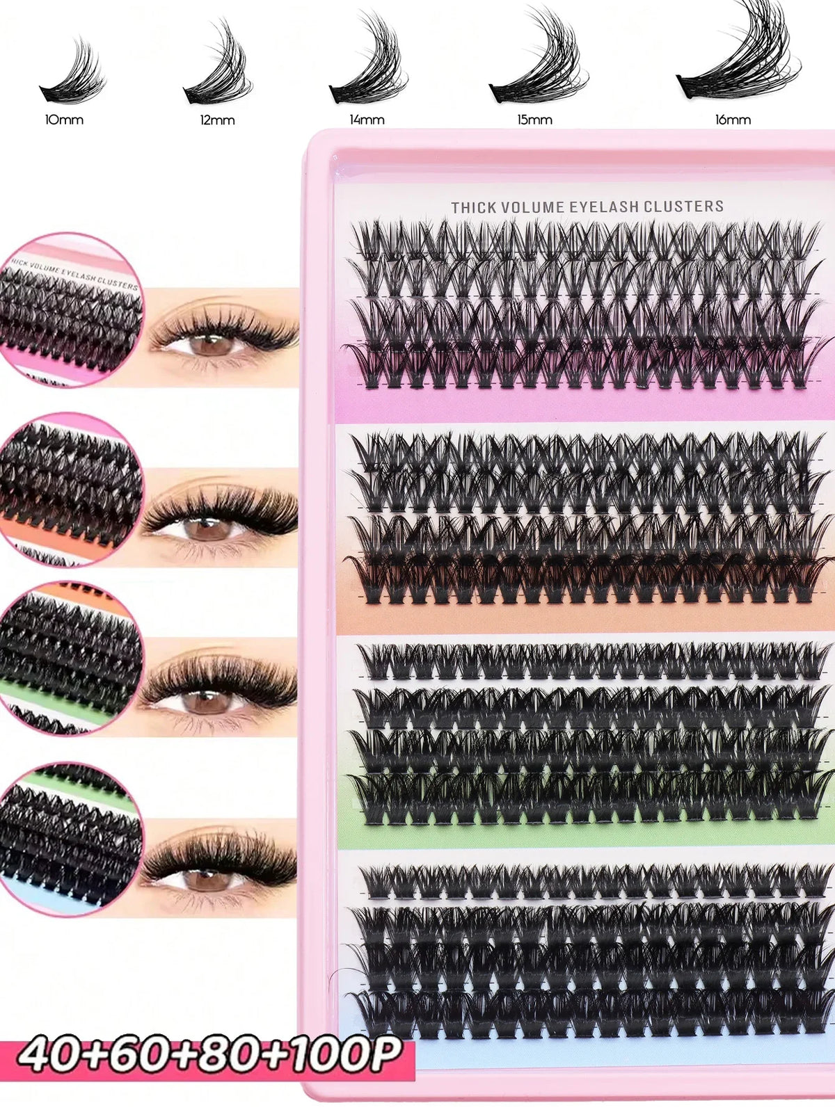 Ayr 80PCS C Curl Brown Style Eyelash Extension Winged Individual Lashes Natural Segmented Eyelash Bundles Makeup Tools