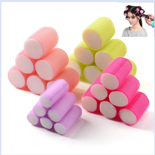 1/6Pc/set Self Grip Heatless Hair Curler Hair Rollers Set No Heat Self-adhesive Curling Hairdressing Styling Tool Different Size