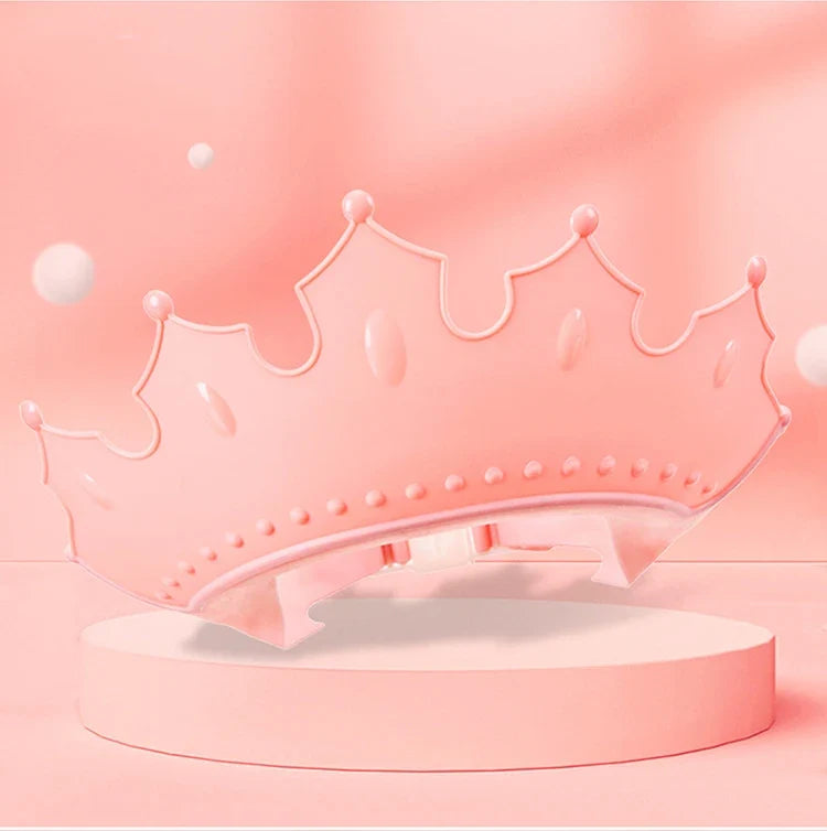 Children Waterproof Shampoo Cap Crown Baby Shower Cap Adjustable Size Cartoon Bath Visor Infant Hair Shield Ear Protection