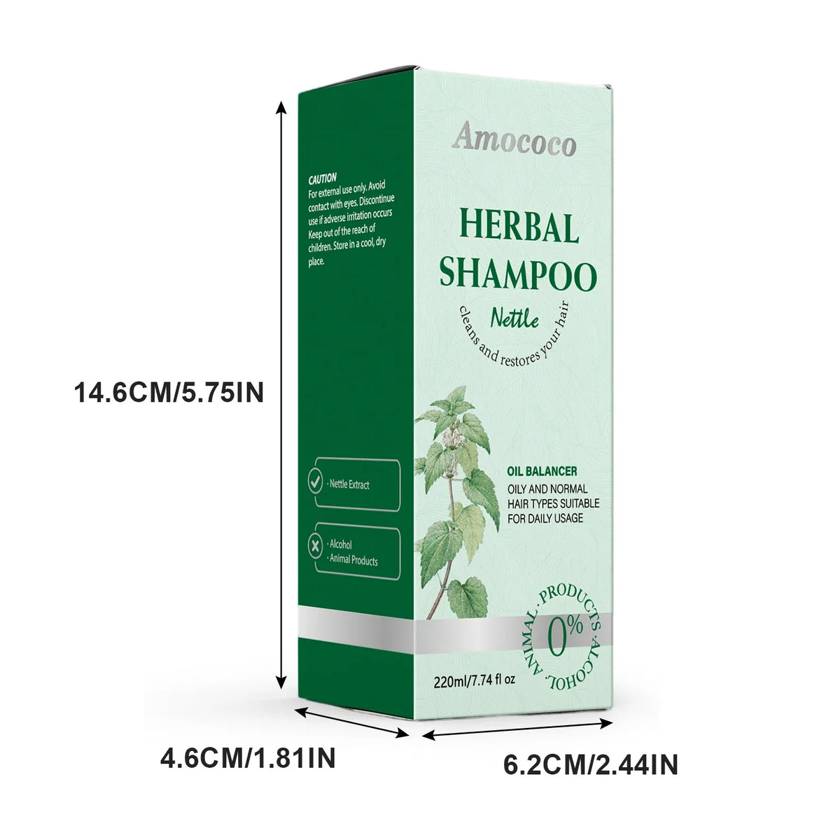 Amococo 3pcs Nettle Shampoo 220ml Each Oil Balancing Daily Hair Cleanser for Oily Normal Hair Purifying Scalp Care Gentle Formula