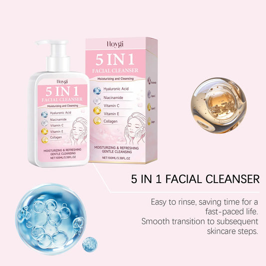 HOYGI Hydrolyzed Collagen Facial Cleanser Foam Deep Cleaning Remove Acne Oil Control Gentle Exfoliating Shrink Pores Face Wash