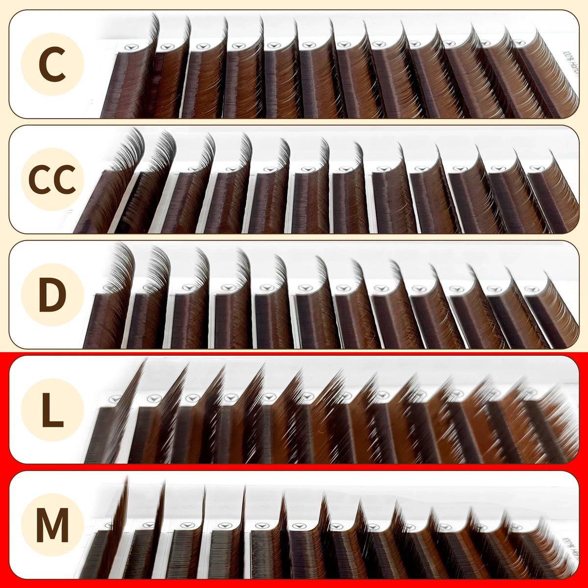 Abonnie L M Curl Brown Classic Individual Eyelashes Russian Volume Lashes