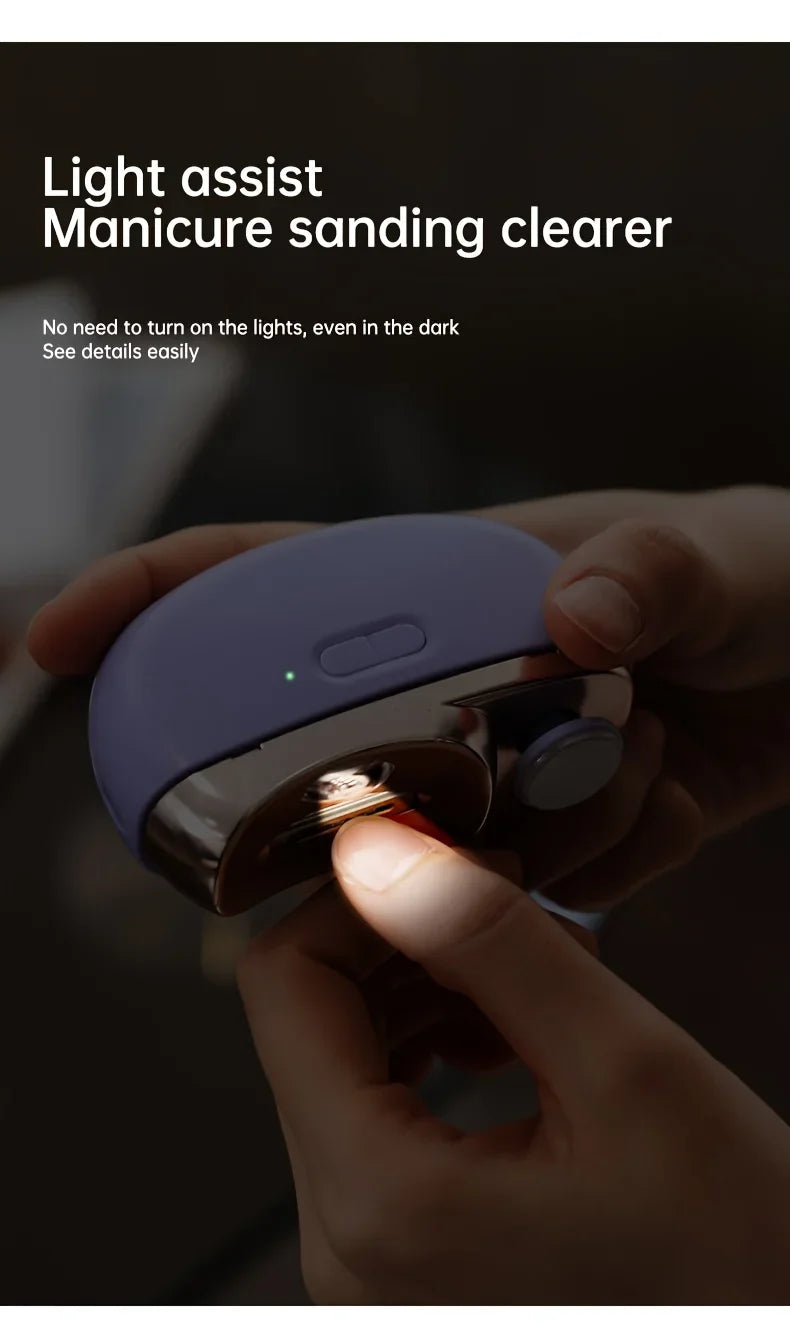 2-in-1 Electric Nail Clipper & Polisher with LED Light, USB Charging, Safe Grinding for All Ages, Valentine's Gift