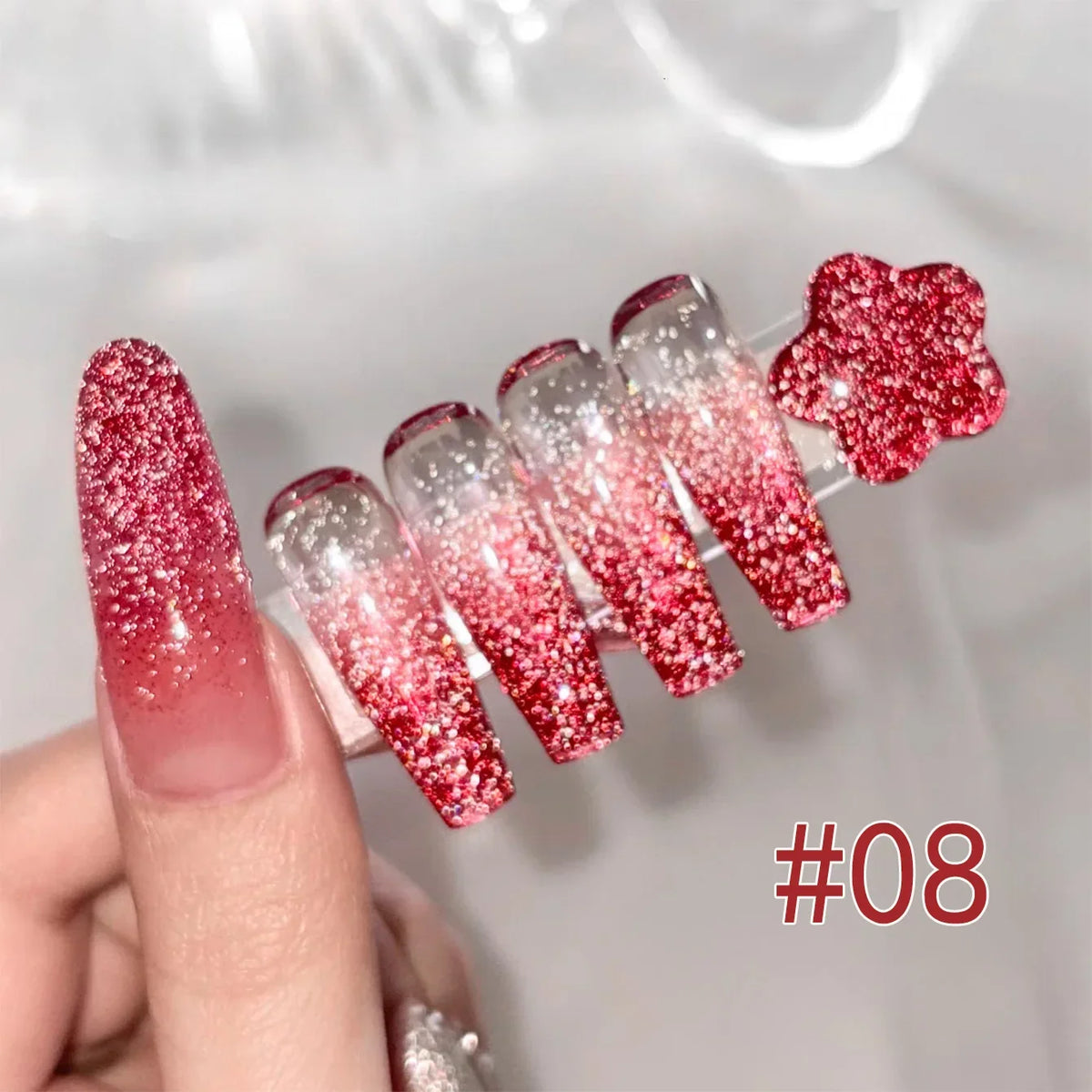 1-12pcs Wine Red Flash Crushed Strobe High Density Diamond Glitter Gel Nail Polish Black Nails Red Nails White Nails