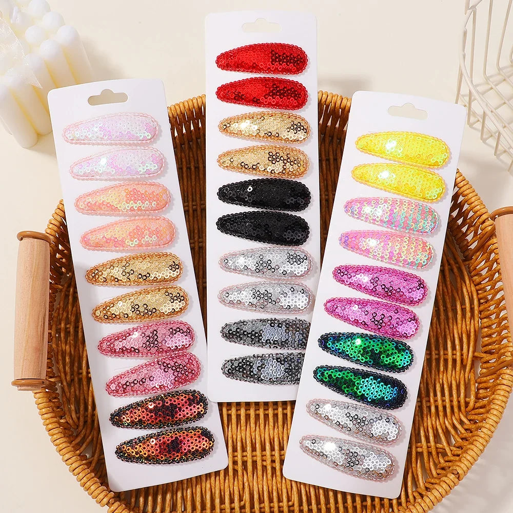 10Pcs/Lot Fresh Print Cotton Alloy Hair Clips for Kids Fabric Plaid BB Hairpins Girl Hairgripe Headwear Baby Hair Accessories