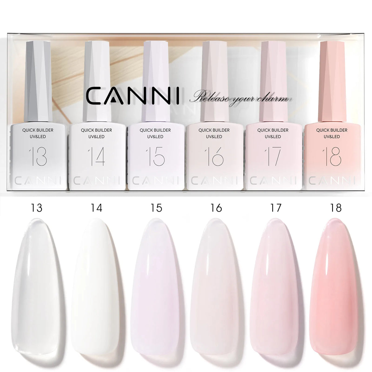 9ml*6pcs CANNI Nail Gel Polish Set TPO FREE Jelly Nude Pink Rubber Base Reinforce UV Construction Gel Soak off UV LED Gel Kit