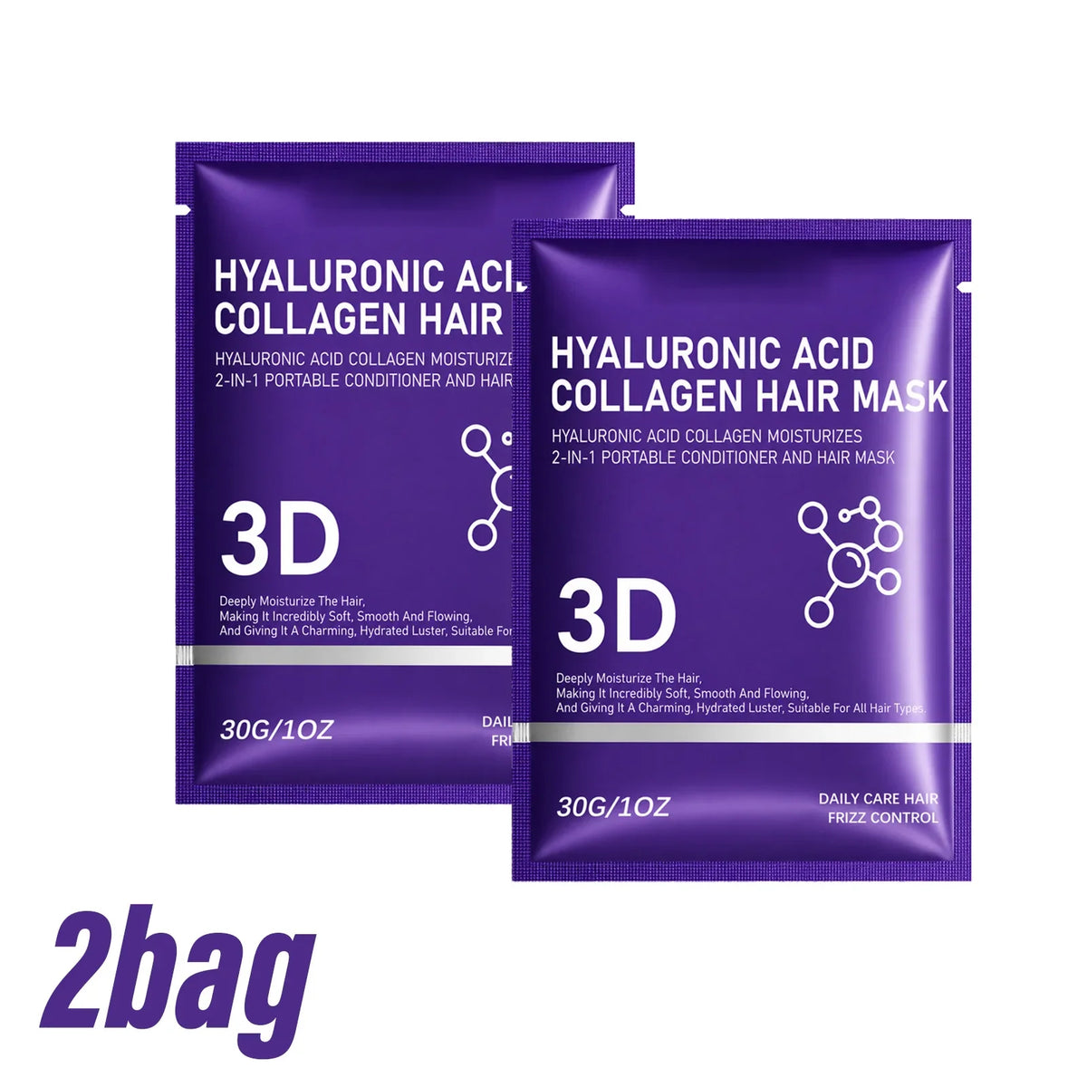 3D Hair Mask For 2in1 Hyaluronic Acid Collagen Conditioner Deep Moisturizing Anti Frizz Repair Dry Damaged Hair Soft Hair Cream