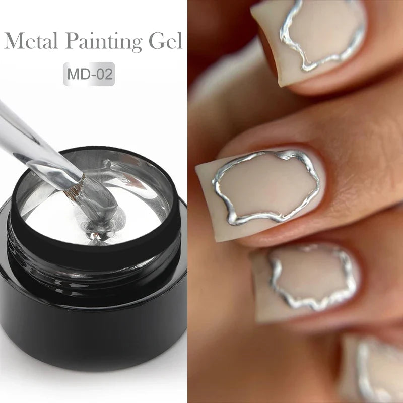 BORN PRETTY Super Holos Metallic Painting Nail Gel for Nails Soak Off Holographics Laser Gel Polish Gold Silver Paint Gel 5ml