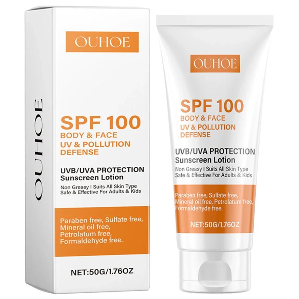50g Sunscreen SPF100 Whitening Sun Cream for Face Body Oil-control Bleaching Face Moisturizer Sunblock Skin Protective Cream