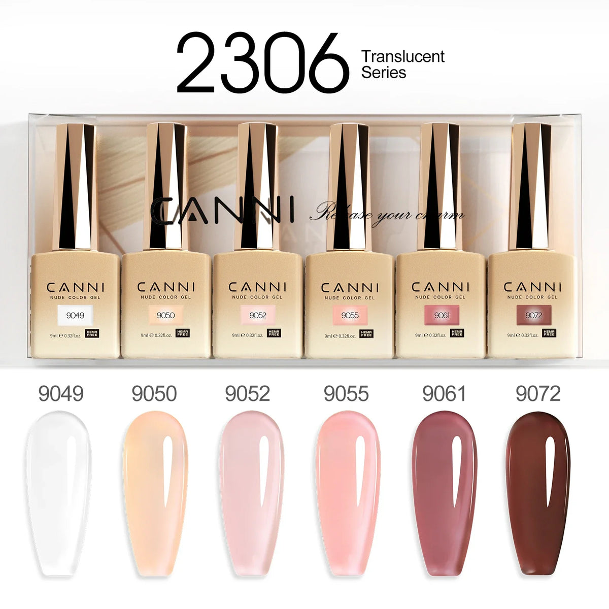 9ml*6pcs CANNI Nail Gel Polish Set TPO FREE Jelly Nude Pink Rubber Base Reinforce UV Construction Gel Soak off UV LED Gel Kit