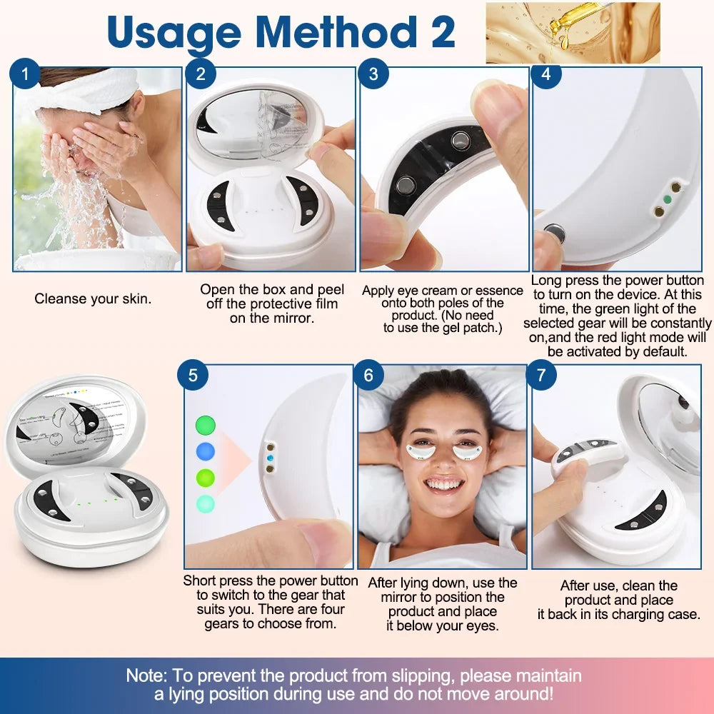 660nm LED Light Eye Face Beauty Massage Muscle Stimulator Facial Lifting Anti-Wrinkle Reduce Dark Circles Eyes Swelling Forehead Care Device