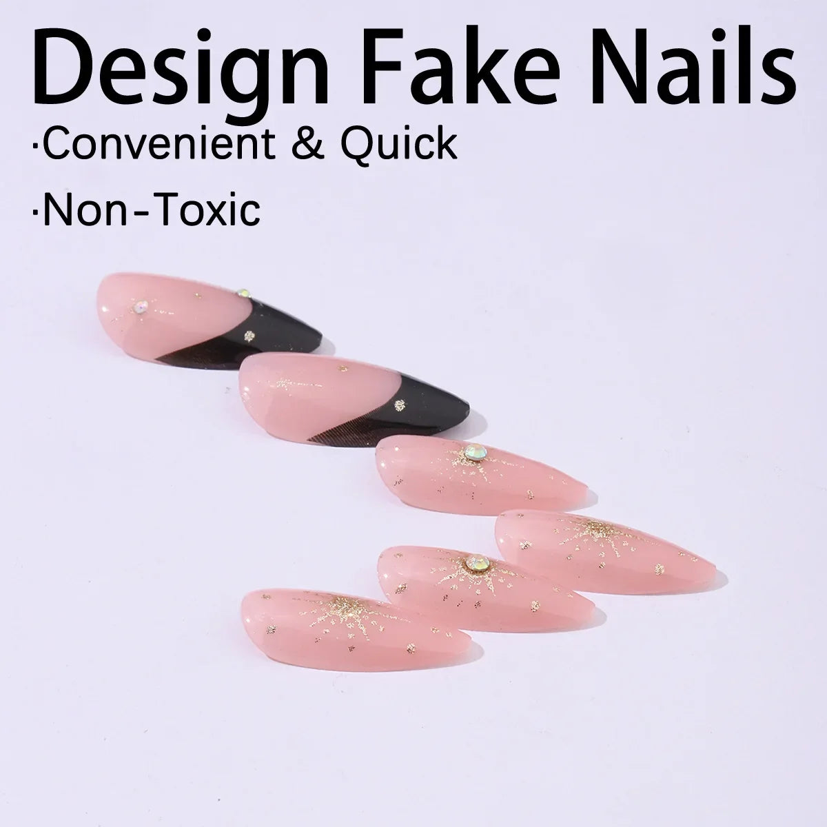 Black Cool Fake Nails Halloween Bat Press on Nails Almond Decorated Nail Tips Rivet Bow False Nails 24pcs Reusable Acrylic Nails