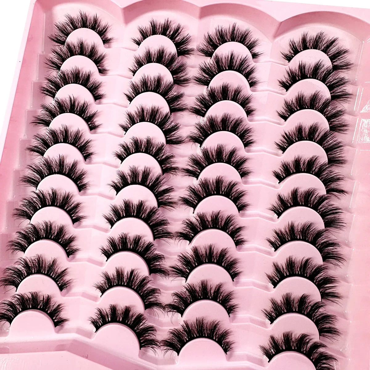 20pairs 5D Fluffy Eyelashes D Curl Lashes Thick Cat Eye Lashes Soft Wispy 8D Volume Fake Eyelash Extension Makeup