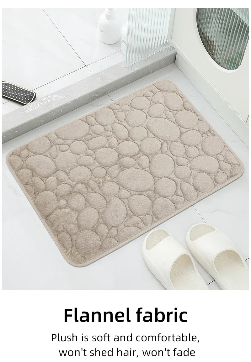 Embroidered Pebble Coral Velvet Floor Mat, Bathroom Carpet, U-shaped Sponge Absorbent Foot Mat, Door Mat, Two-piece Set