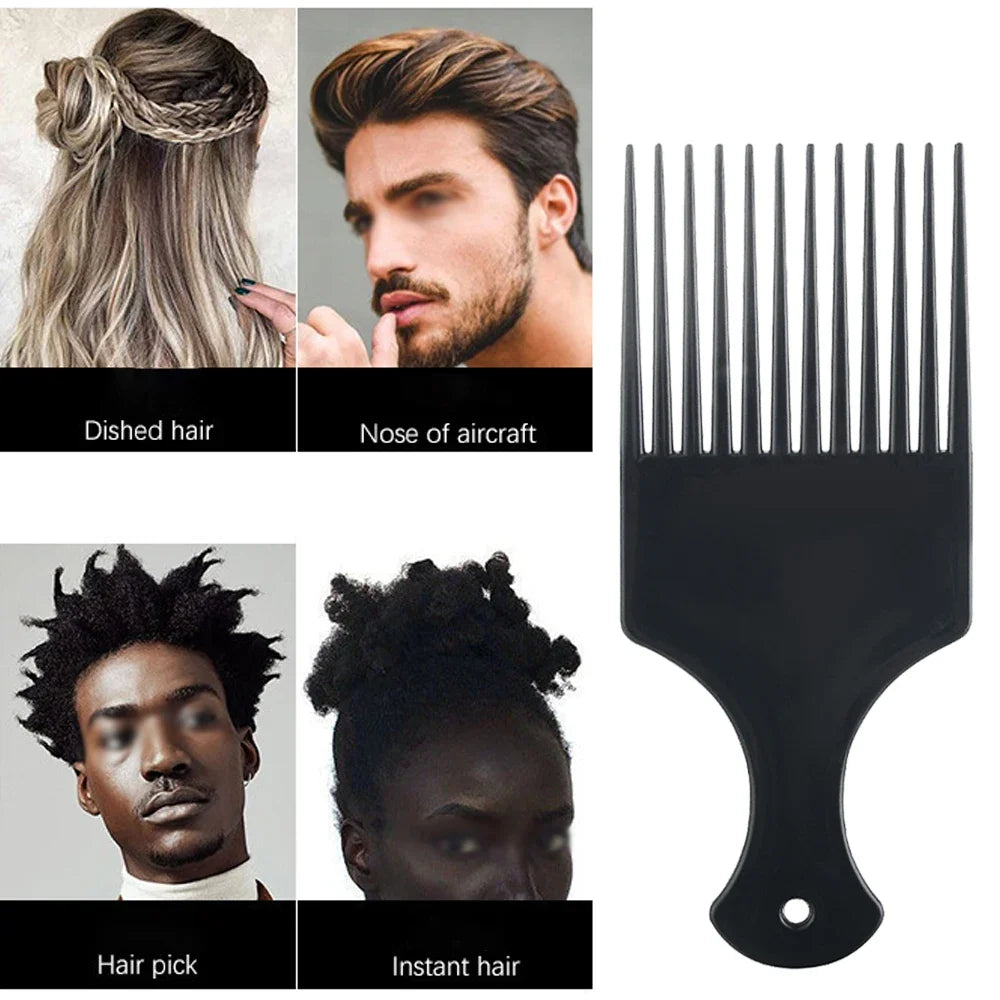 Afro Pick Comb Wide Tooth Detangling Comb For African Curly Kinky Thick Hair Volume Lift Styling Fork Comb Hairdressing Tool