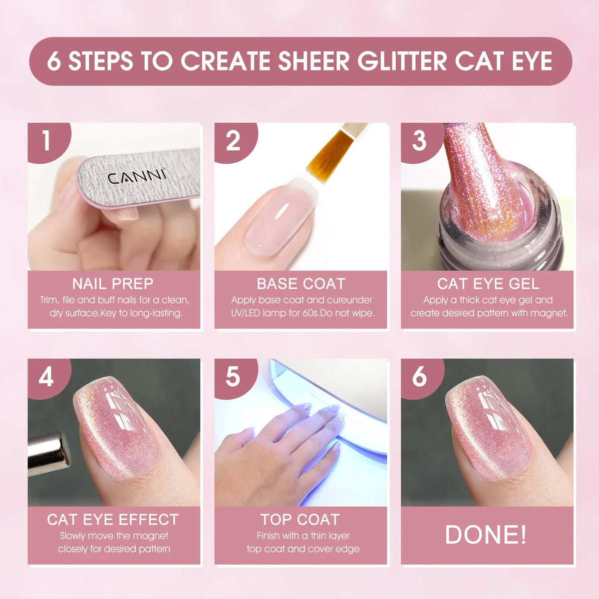 CANNI VIP Kit Hema Free Nail Gel Polish Crystal Cat Eye Sparkle Diamond Semi Permanent Soak Off UV LED Gel Varnish 9ml*8pcs