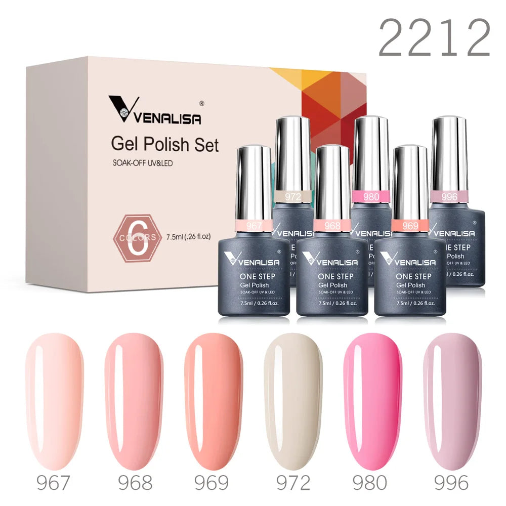 6pcs Venalisa Construction Gel Kit Stronger Jelly Color Reinforce Natural Nail Varnish Rubber Base Color Series Nude Collection