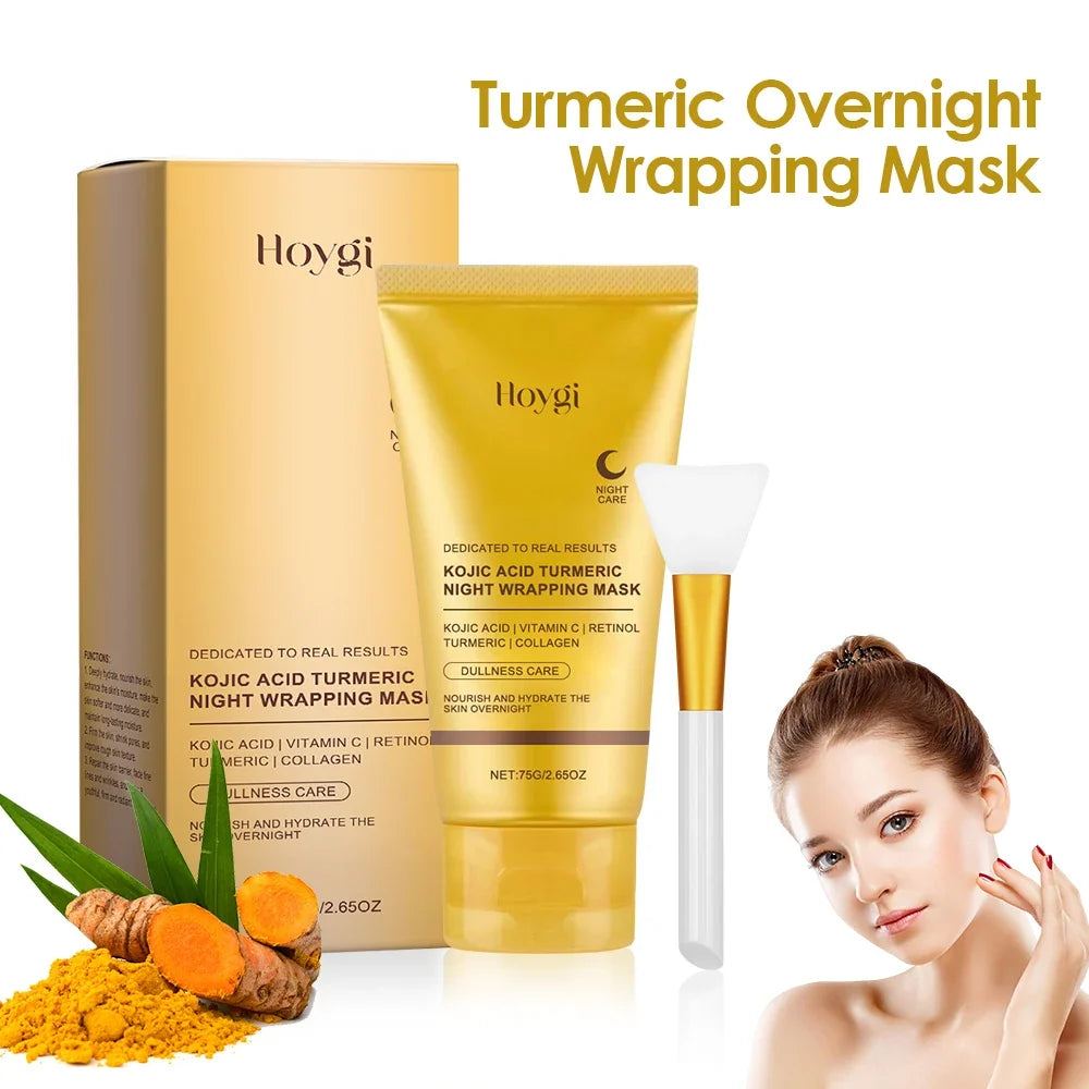 Hoygi Turmeric Peel Off Face Mask 75g with Collagen, Deep Cleansing Exfoliating Facial Mask for Glowing Skin, with Brush, Skin Care for Women