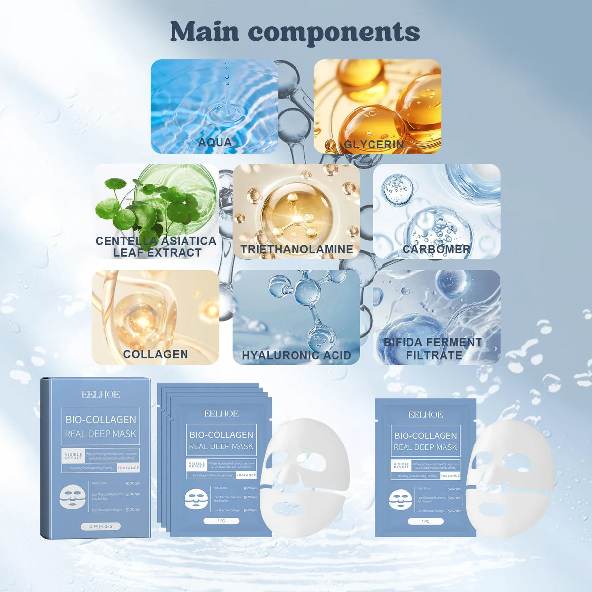 Bio Collagen Face Mask Lift Firm Skin Anti Aging Fade Face Fine Line Repair Barrier Shrink Pores Hydrating Brightening Face Skin