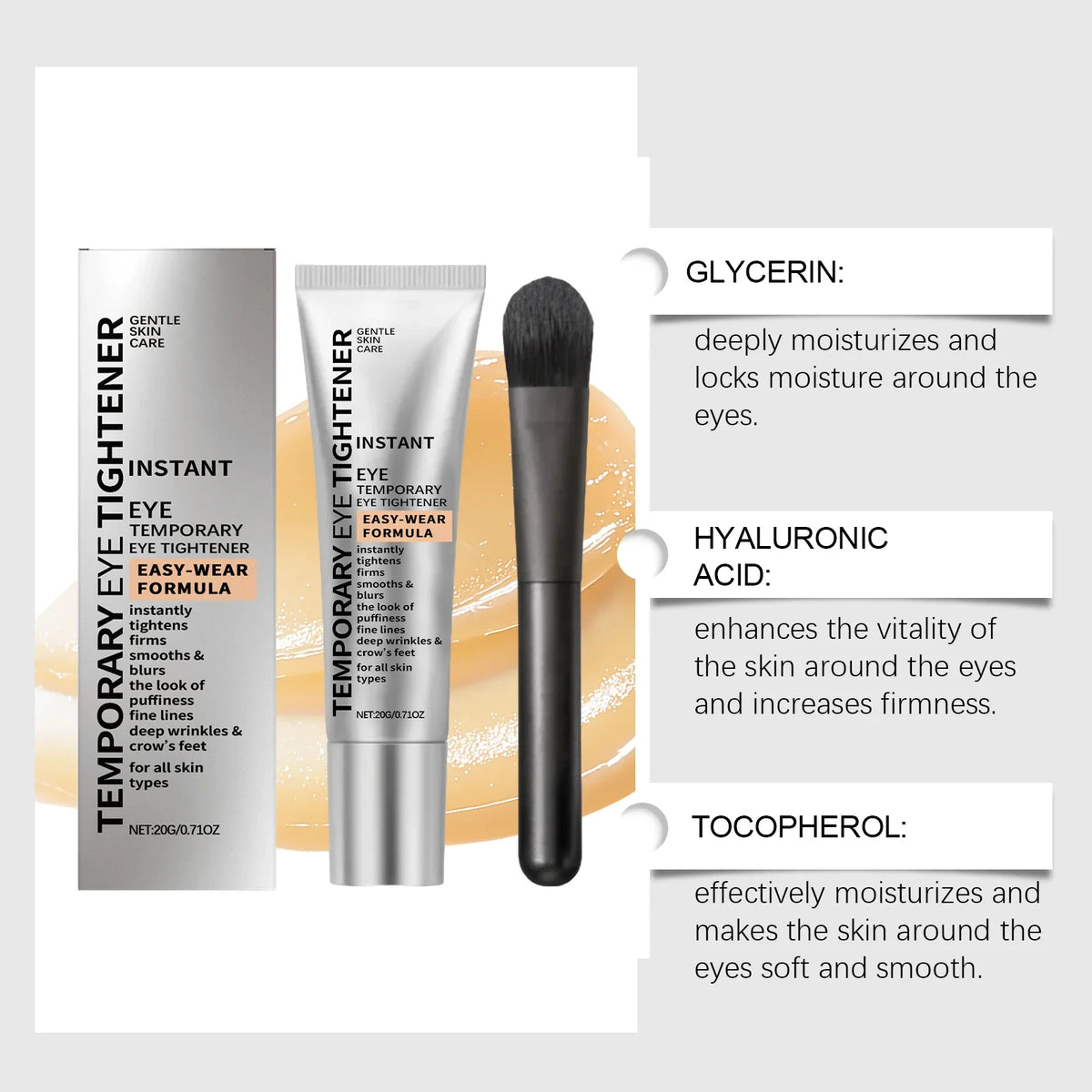 Eye Cream With Hyaluronic Acid Firming Serum Fine Lines and Crows Target Dark Circles Feet Nourishing Eye Moisturizer For Tired