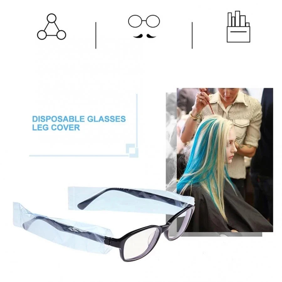 200ps/Box Disposable Glasses Leg Sleeves Cover Hairdressing DIY Barber Hair Coloring Styling Eyeglasses Protector Accessory Tool