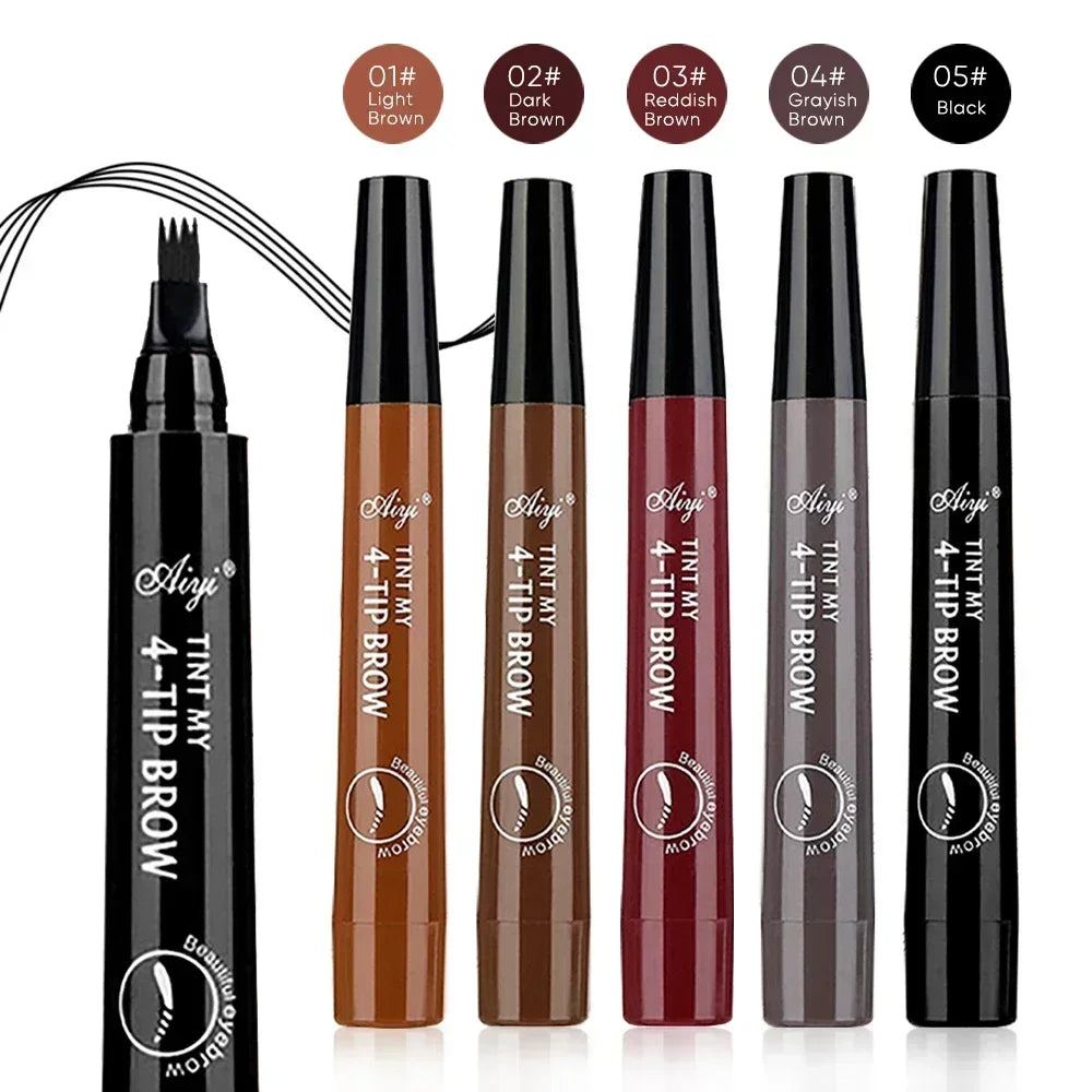 4-Tip Microblading Eyebrow Pencil – Waterproof, Smudge-Proof, Natural Hair-Like Strokes for Fuller Brows