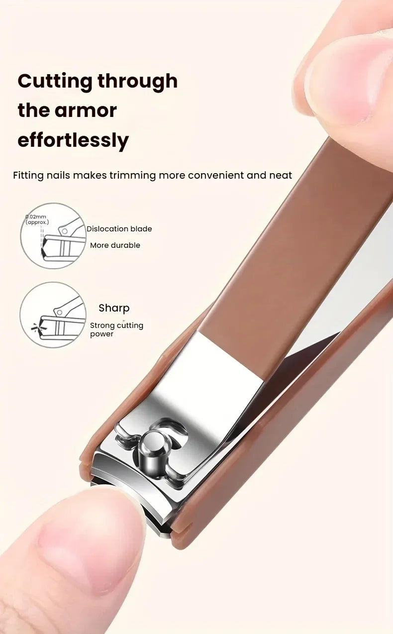 Anti-Splash Nail Clipper Set 8 Pcs Stainless Steel Manicure Pedicure Kit Portable Nail Tools with Storage Case for Men Women