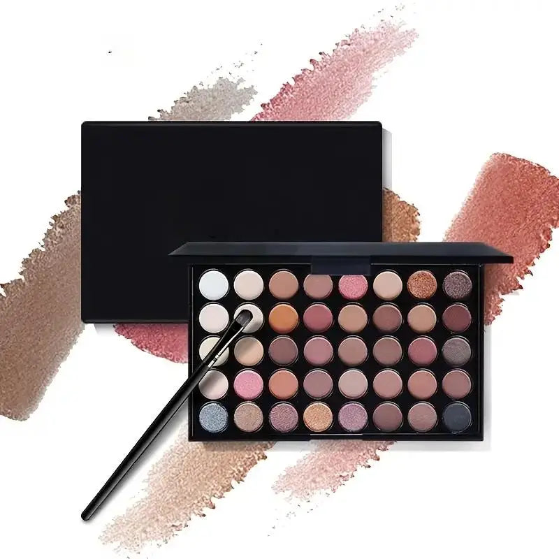 40-Color Eyeshadow Palette with Brush, Long-Lasting and Versatile Shades, Portable Color Mixing Palette, Cosmetics, Perfect Gift