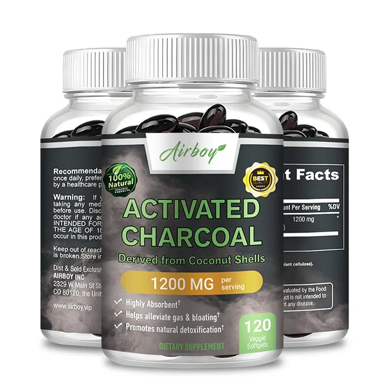 Activated Charcoal Capsules - Gut Health, Digestive Health, Bloating & Gas Relief, Detox, Colon Cleansing