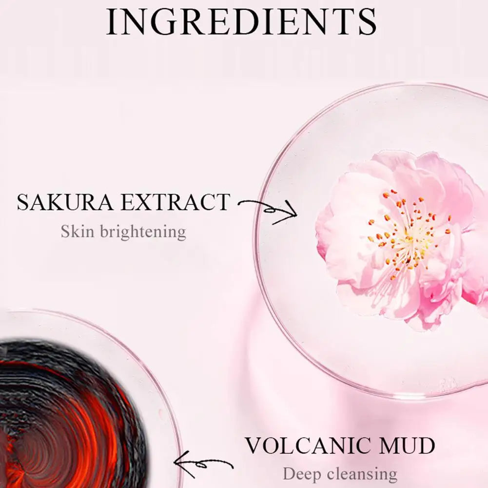 Japan Sakura Mud Face Mask Deep Cleansing Remove Blackheads Oil-Control Clay Mask Moisturizing Deep Cleansing Facial Skin Care