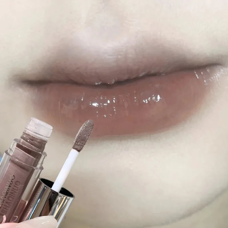 Black Gothic Lip Gloss Mirror Moist Matte Gothic Pure Black Silver Fine Flash Lip Glazed Low Saturation Lasting Lip Tint Makeup