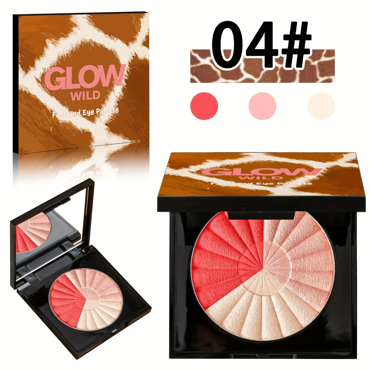 Blush Makeup Palettes, Highlighter Bronze Blush Powder, 3 in 1 Palette Matte Shimmer Glow illuminator Powder Face Highlighter