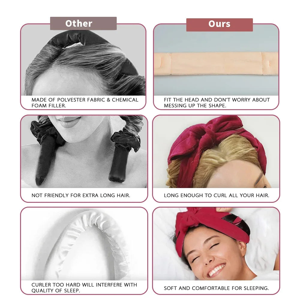Heatless Curling Rod Headband No Heat Hair Curlers Ribbon Lazy Hair Rollers Silk Curls Sleeping Soft Headband Hair Styling Tools