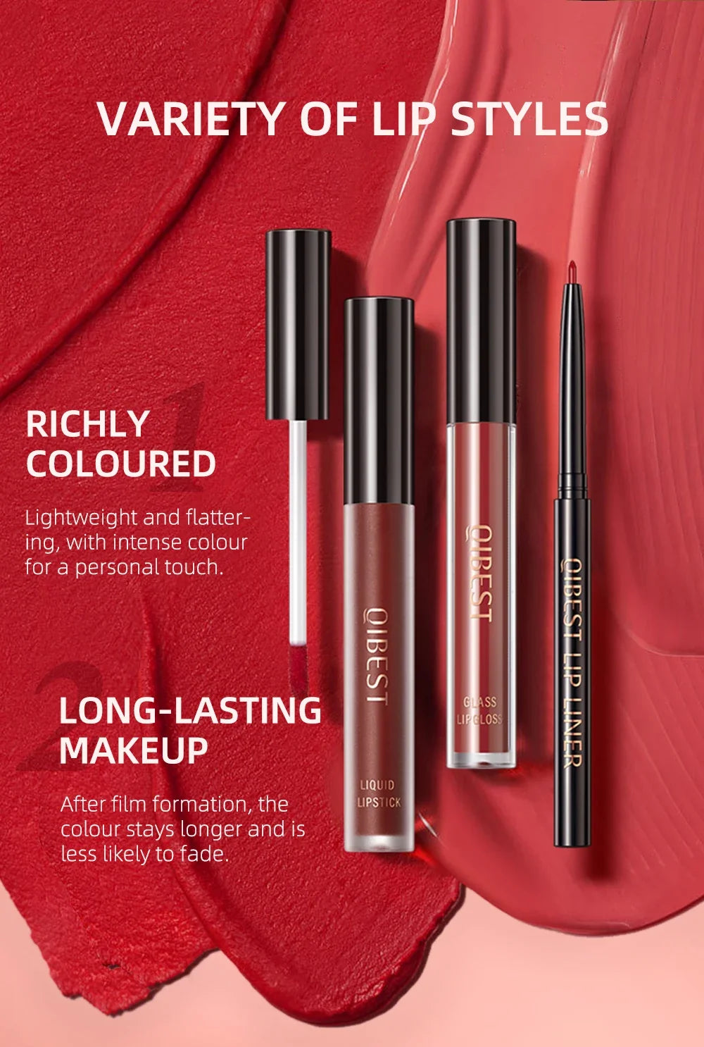 3pcs Matte Liquid Lipstick+Lip Liner Set Lip Glaze Makeup Nude Black Red Velvet Lip Gloss Long Lasting Lip Tint Cosmetics Kits