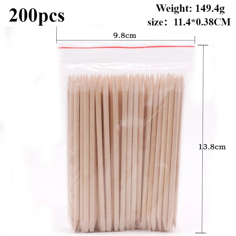 50/100/200/300pc/Set for Nail Different Sizes Orange Wood Sticks Cuticle Pusher Cuticle Remove Tool Manicure Pedicure Care Nails