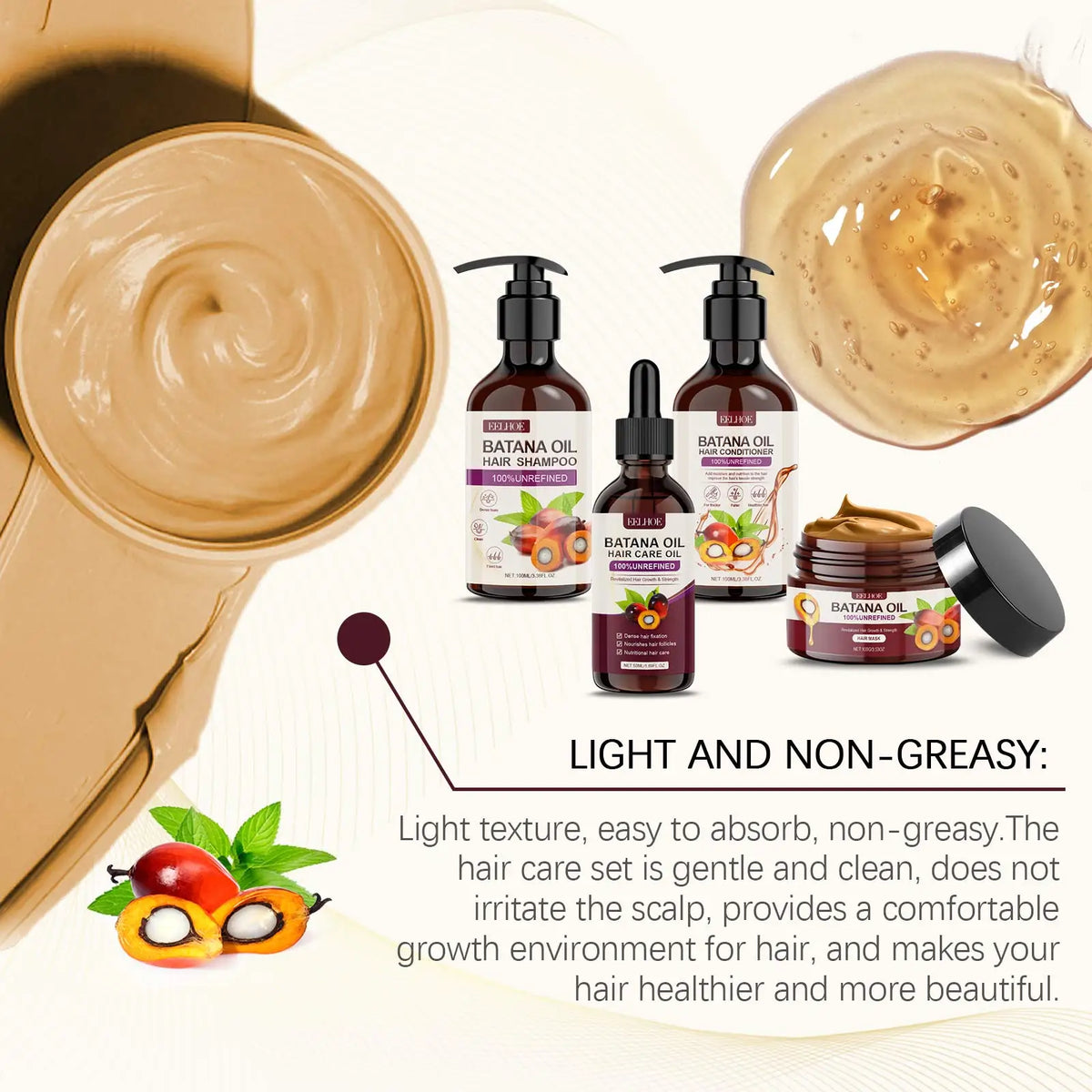 Batana Hair Growth Set Shampoo & Conditioner with Unrefined Oil & Mask for Hair Loss Care Kit for Thinning Hair & All Hair Types