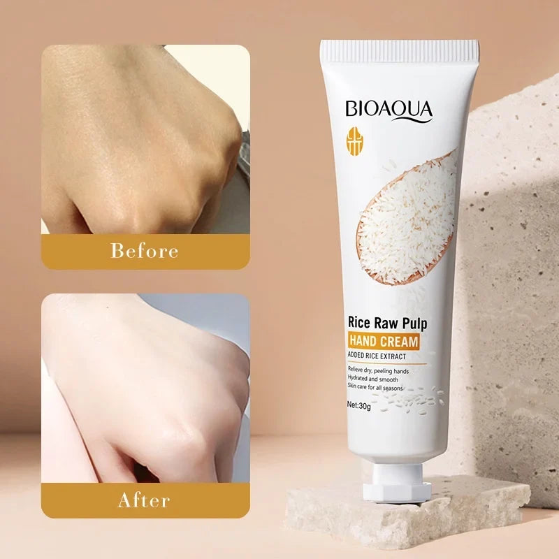 BIOAOUA Rice Raw Pulp Hand Cream Moisturizing Brighten Anti-cracking 30g
