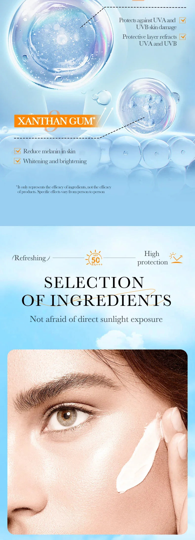 BIOAOUA Rice Puree Sunscreen SPF50+-PA+++ Isolating UV Protection, Waterproof, Suitable for Face, Neck, Body Sunscreen Lotion