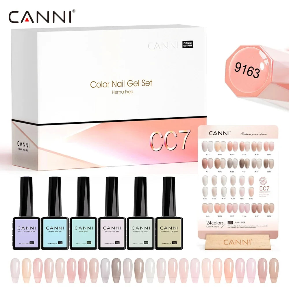 9ml CANNI CC8 HEMA FREE Nail Gel Polish Kit Nail Manicure Full Coverage Solid Color Summer Nails Soak off UV LED Nail Gel Set
