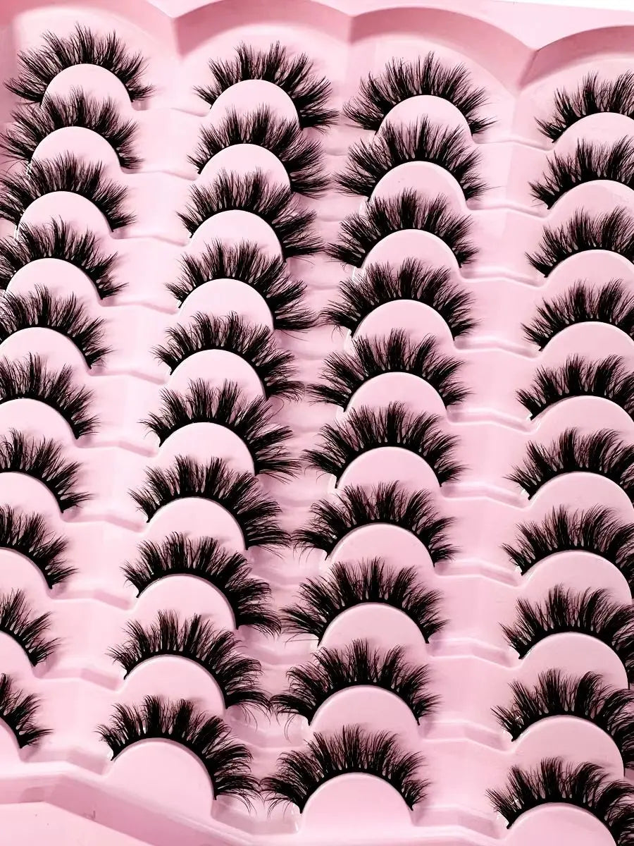 20pairs 5D Fluffy Eyelashes D Curl Lashes Thick Cat Eye Lashes Soft Wispy 8D Volume Fake Eyelash Extension Makeup