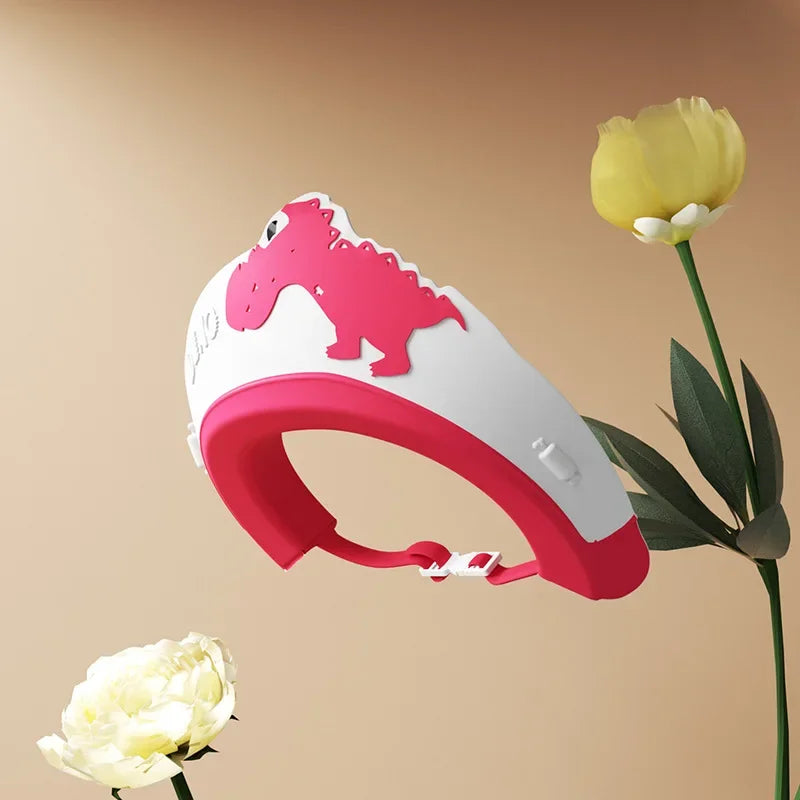 Adjustable Children Shampoo Cap Dinosaur Baby Shower Cap Cartoon Bath Visor Infant Hair Shield Ear Protection Waterproof