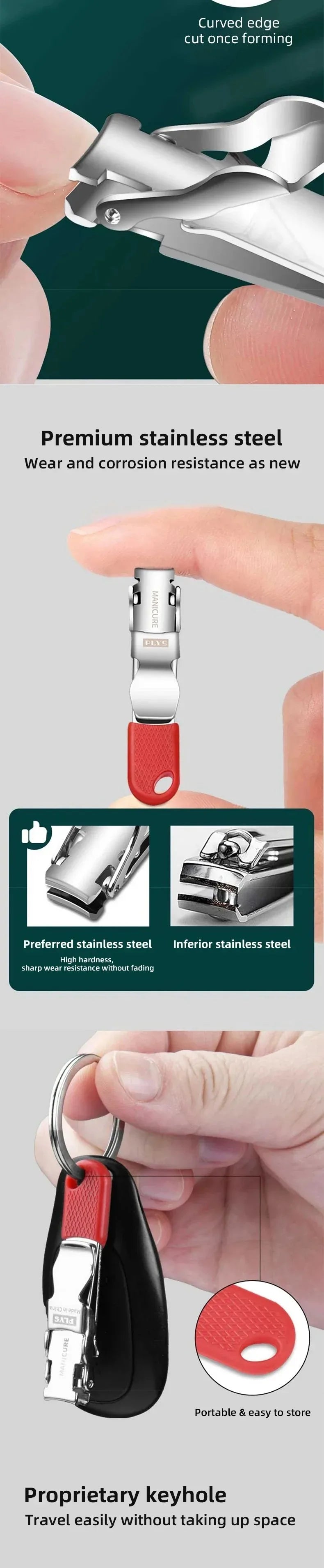 '-2026New Products，1-4pcs Nail Clippers Collapsible Portable Travel Fingernail Nail Scissors Cutter Stainless Steel ManicureTools