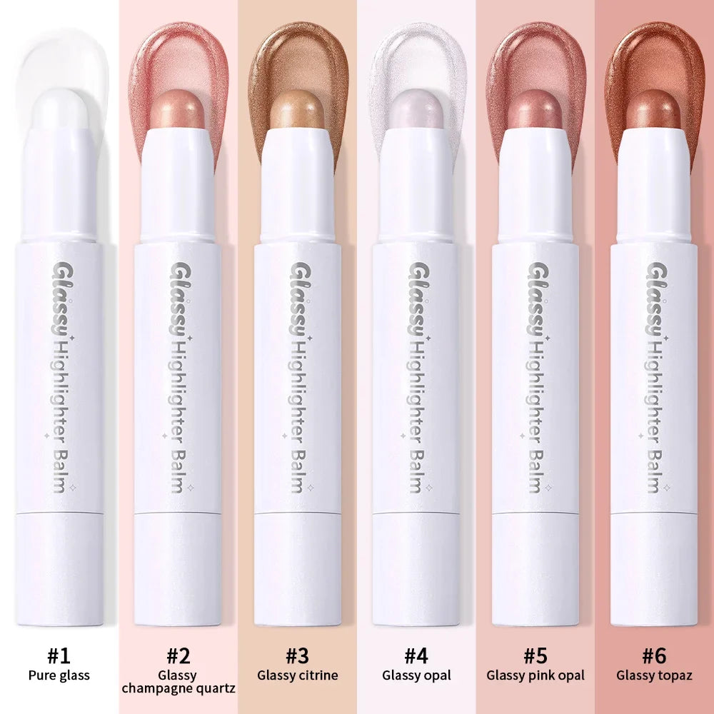 Glassy Highlighter Balm Brighten Complexion Deep Hydration Long Lasting Wear Highlighting Cream Eye Cheek Lip Body Glossy Pen